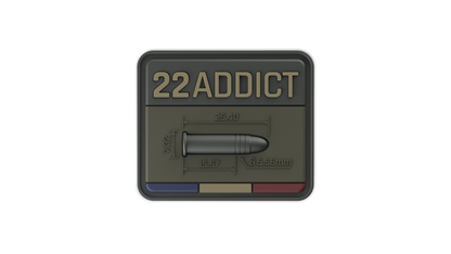 22 LR ADDICT BROWN ammunition velcro patch patch