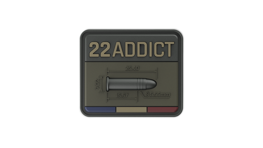 22 LR ADDICT BROWN ammunition velcro patch patch