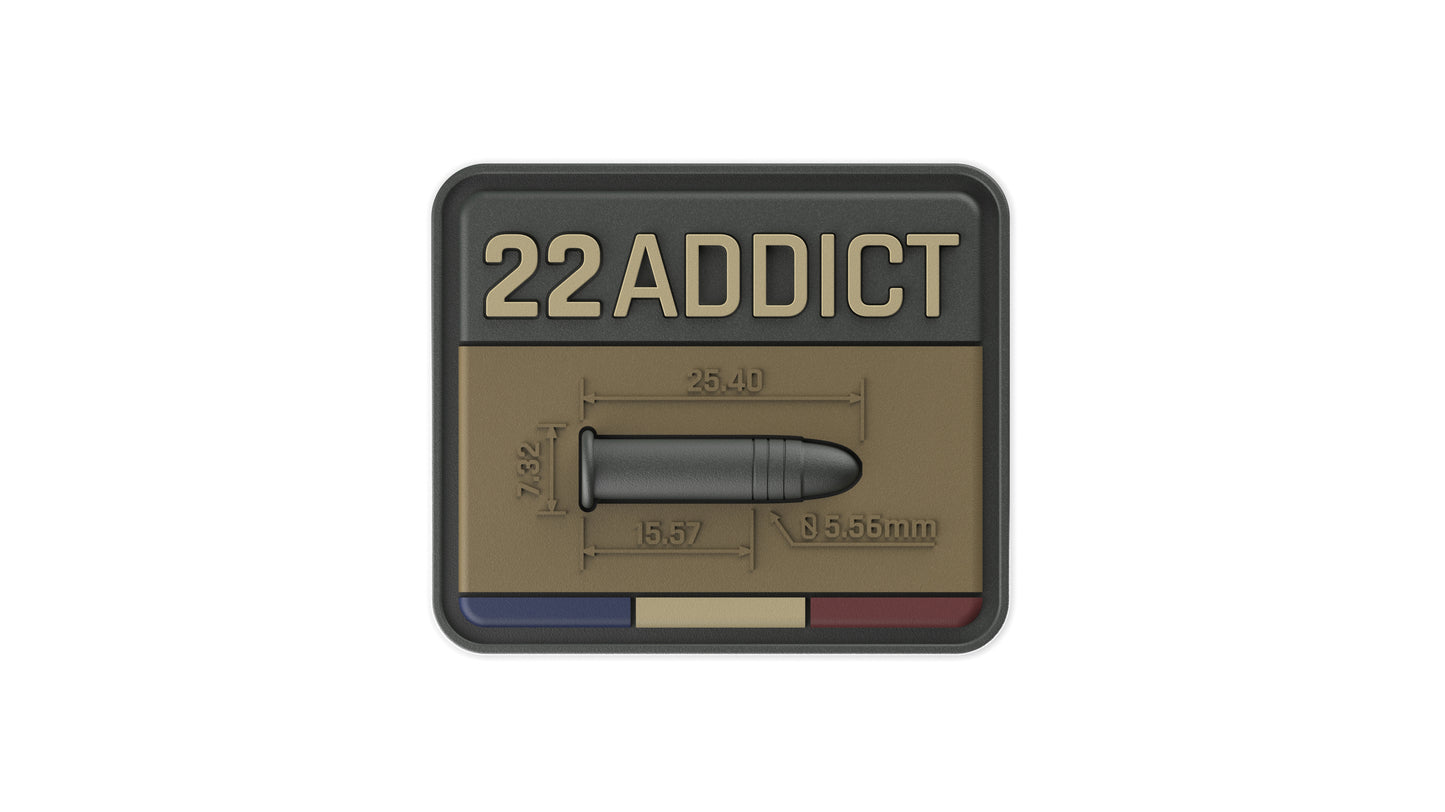 22 LR ADDICT BROWN ammunition velcro patch patch