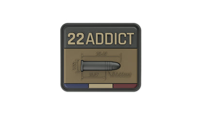 22 LR ADDICT BROWN ammunition velcro patch patch
