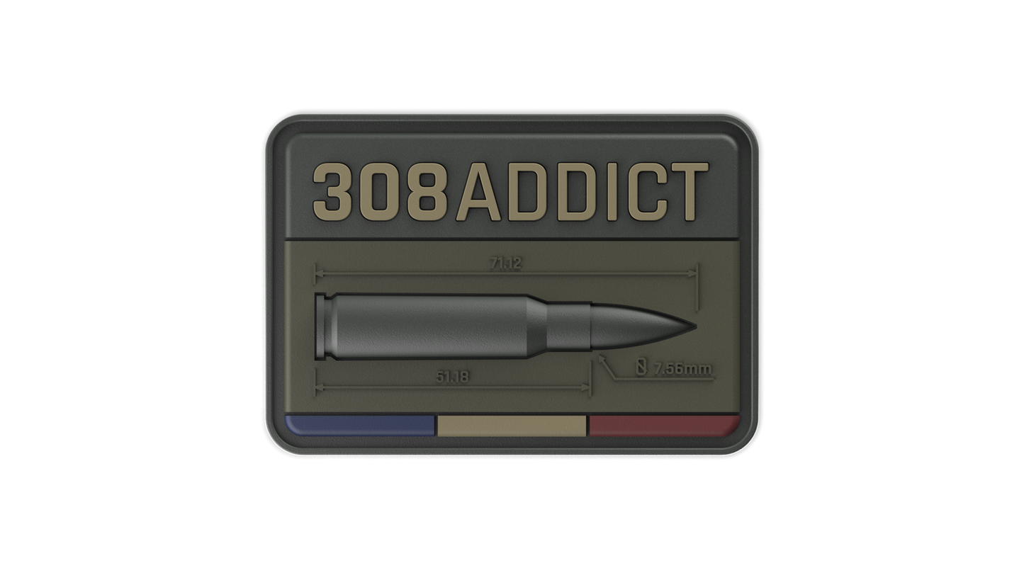 308 WIN ADDICT BROWN ammunition velcro patch patch