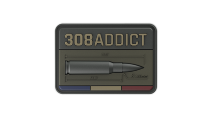 308 WIN ADDICT BROWN ammunition velcro patch patch